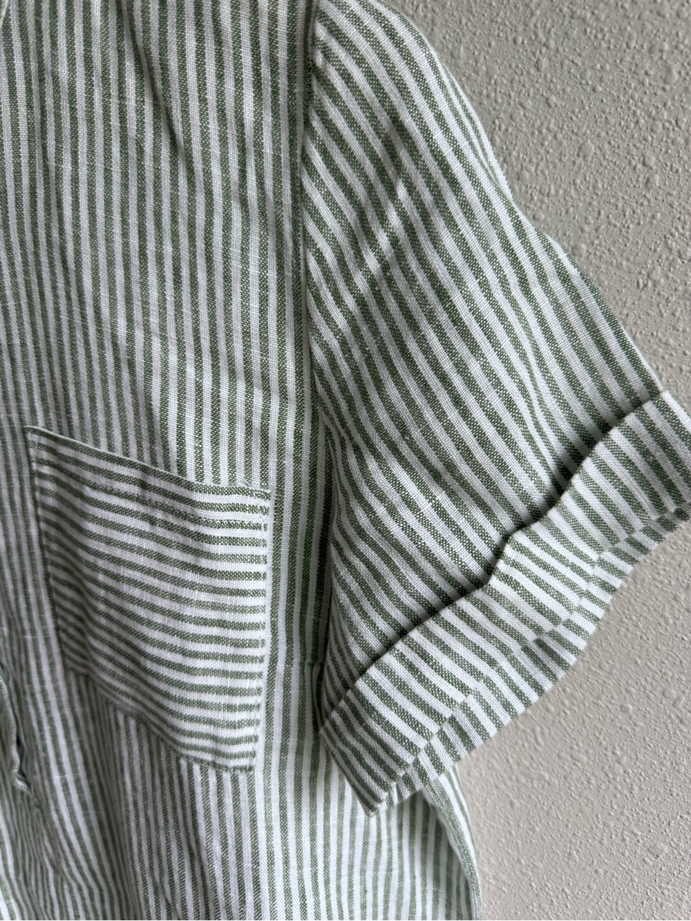 Garnet Hill Green and White Striped Popover Shirtdress size Small - Picture 5 of 12